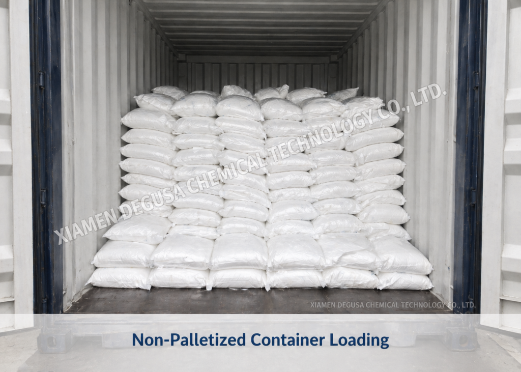 Non-palletized container loading of 25kg sodium persulfate bags